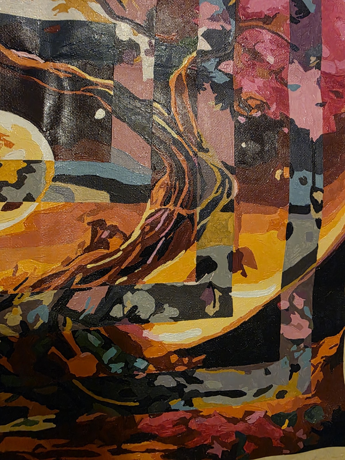 Hand-Painted Abstract Tree Art Modified Paint by Number Canvas | One of a Kind