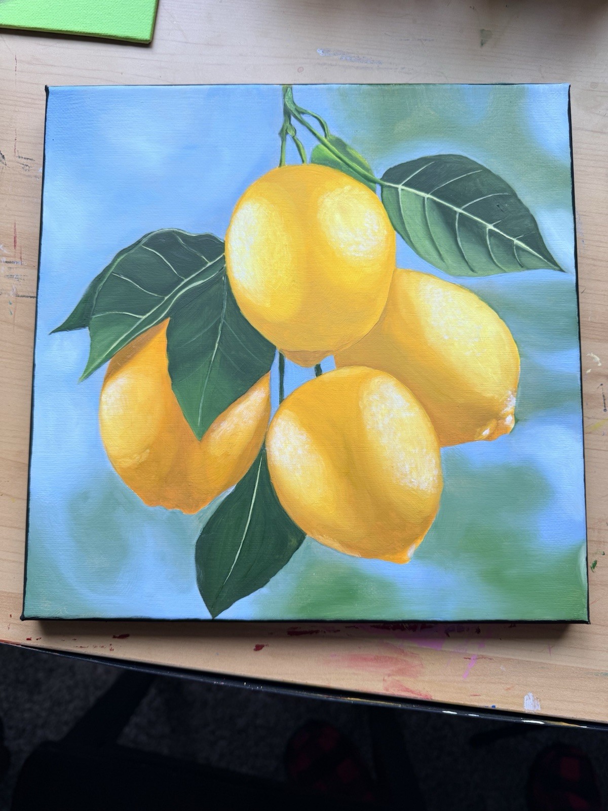 Original 10×10 Oil Painting, Hand Painted, Realism, Nature, Lemon “Lemons”
