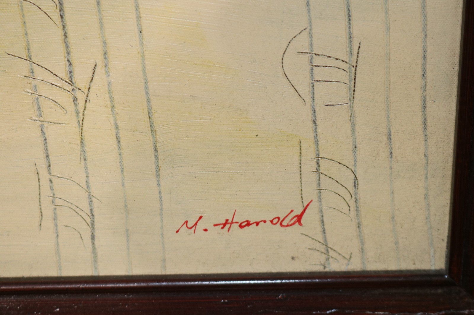 Original Signed M. Harold Jazz Themed Oil and Gold Leaf on Canvas Painting /Read