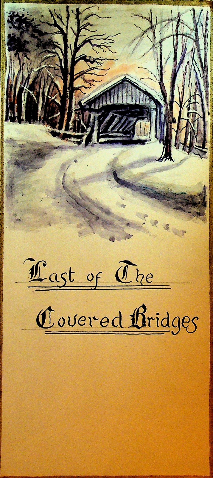 EP Cliff New Brunswick Canada Artist Watercolor Painting ca 1910 Covered Bridge