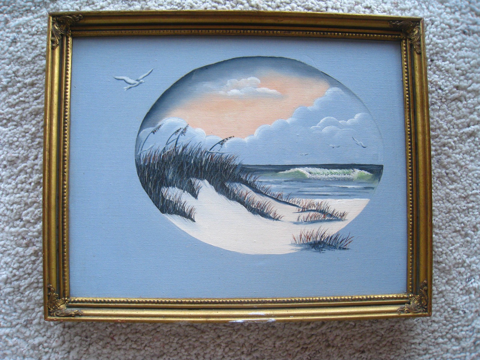 ORIGINAL OIL ON CANVAS SEA SHORE SEASCAPE PAINTING 15 x 12″ Signed M. Post