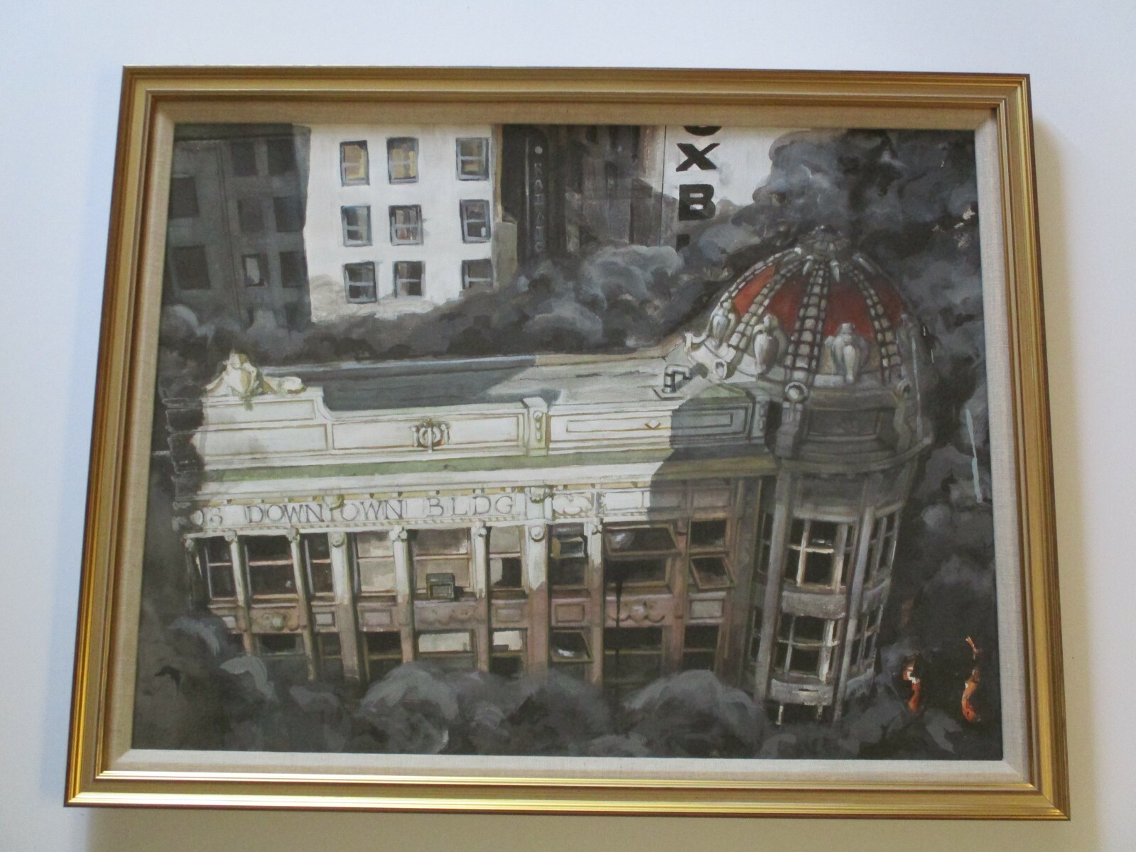 VINTAGE PAINTING AMERICAN REGIONALISM CITYSCAPE CALIFORNIA VIEW URBAN LANDSCAPE
