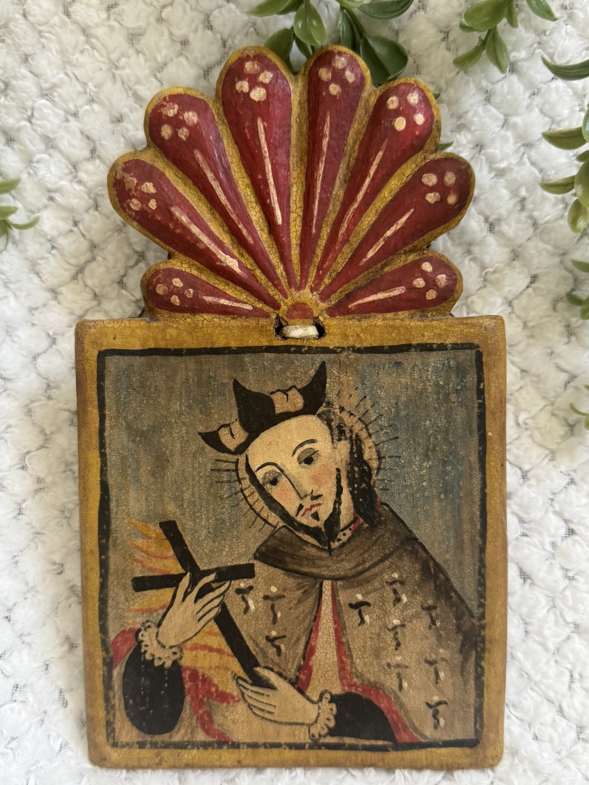 1987 Gustavo Victor Goler San Juan Nepomuceno Retablo Signed W/Email NM Folk Art