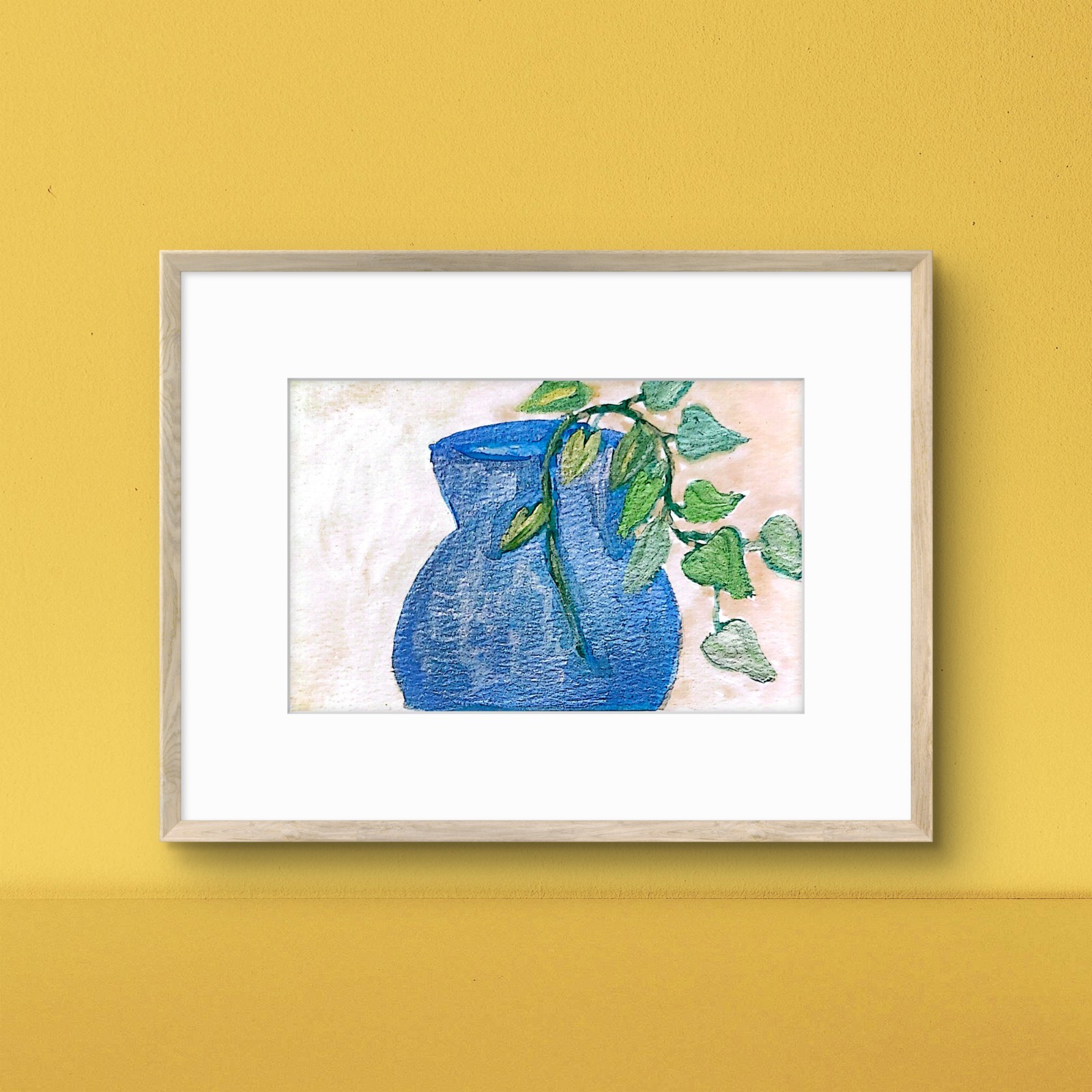 Houseplant In A Blue Pot Abstract Impressionist Original Painting 5×7