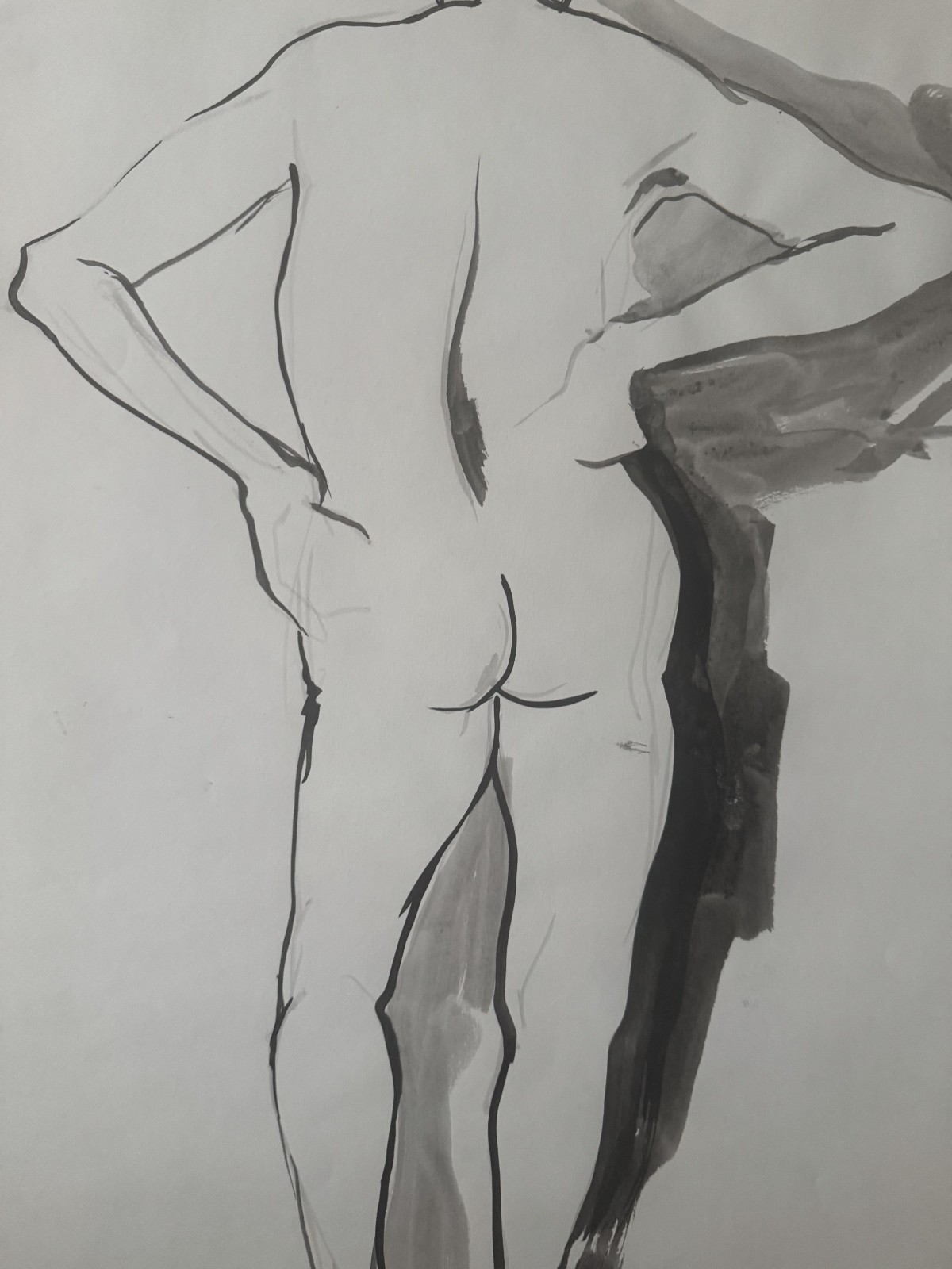 Vintage 1960s Watercolor Figure Study Man Woman 18 x 23 OOAK Dated