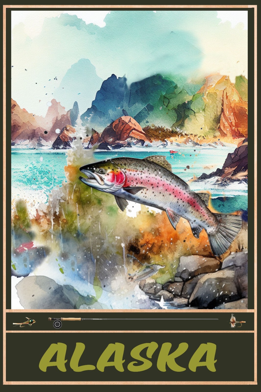 Fish Alaska Salmon Trout Sports Fishing Art Travel Poster Prints