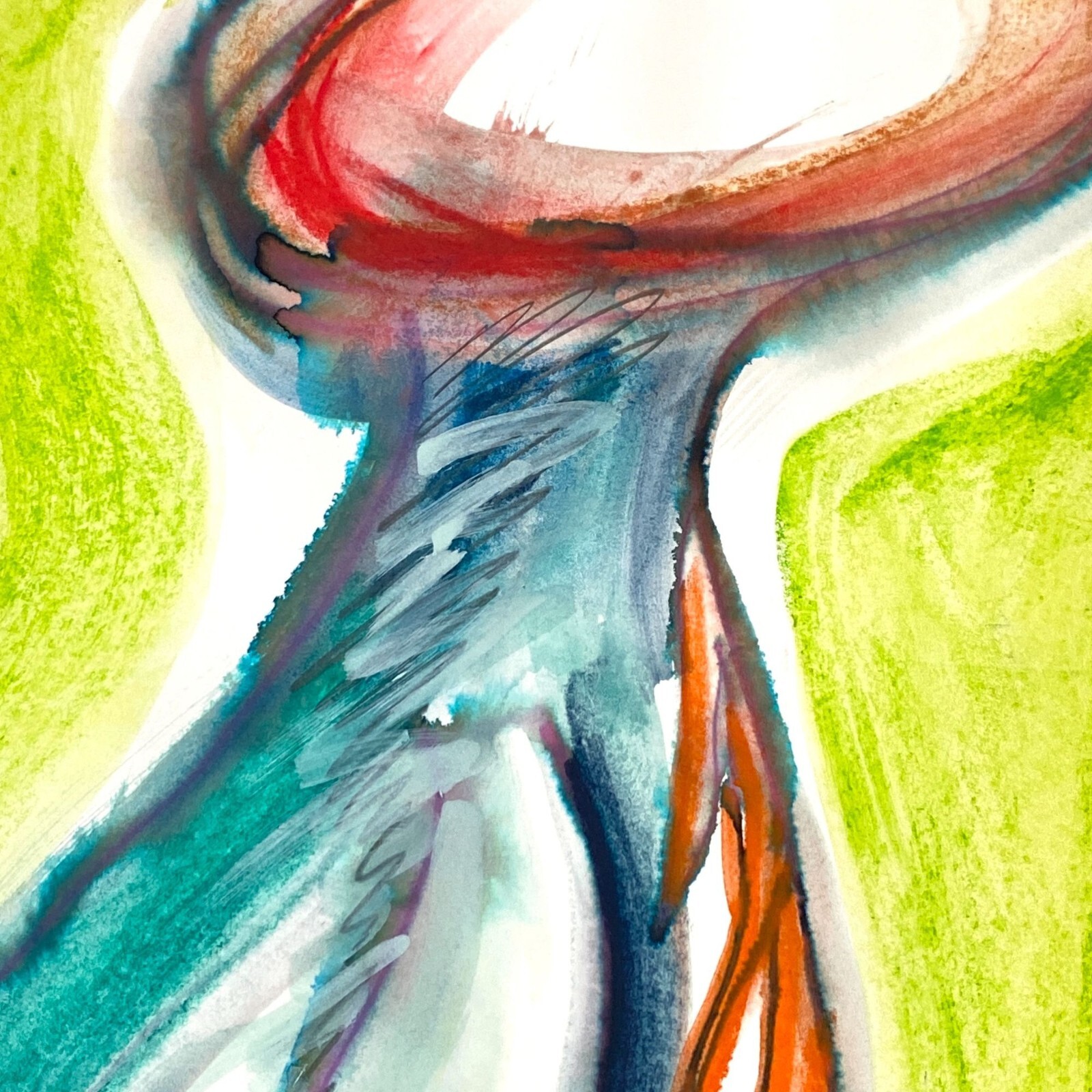 IAm Original Art Abstract Figure Mixed Media Painting 11x14in Matted Frame Ready