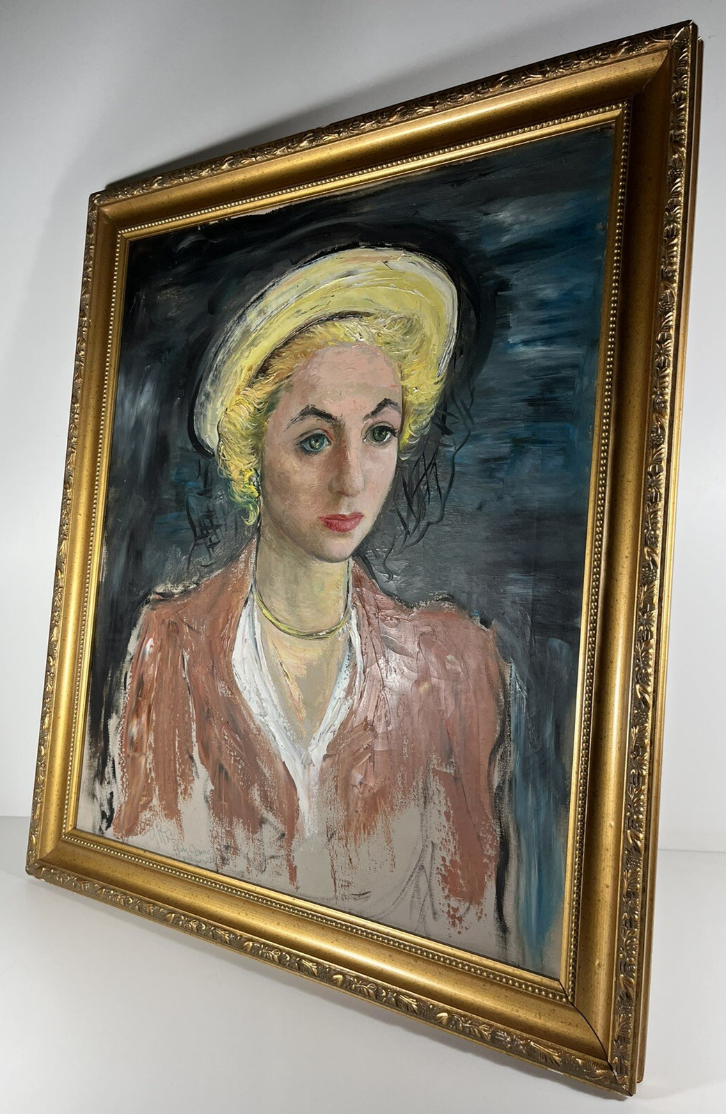 GLADYS ROCKMORE DAVIS MODERNISM ANTIQUE WOMAN PORTRAIT VINTAGE OIL PAINTING