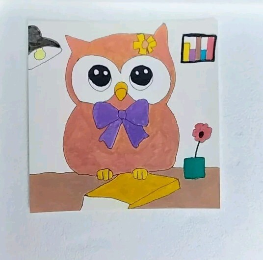 Owl ORIGINAL IMPRESSIONIST OOAK signed COA WHIMSICAL Animal gift Gat Painting