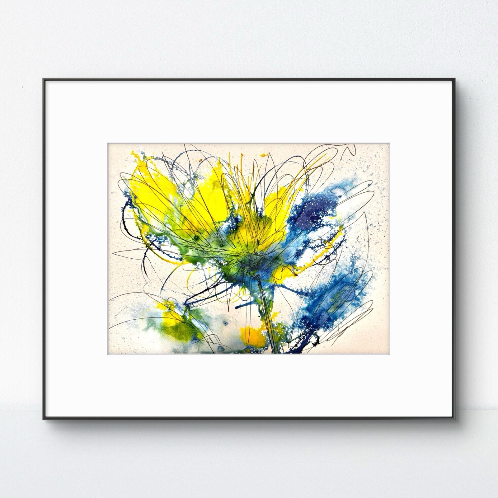 Original Abstract Expressionism 9X12 Flower Paper Modern Handmade Signed 15