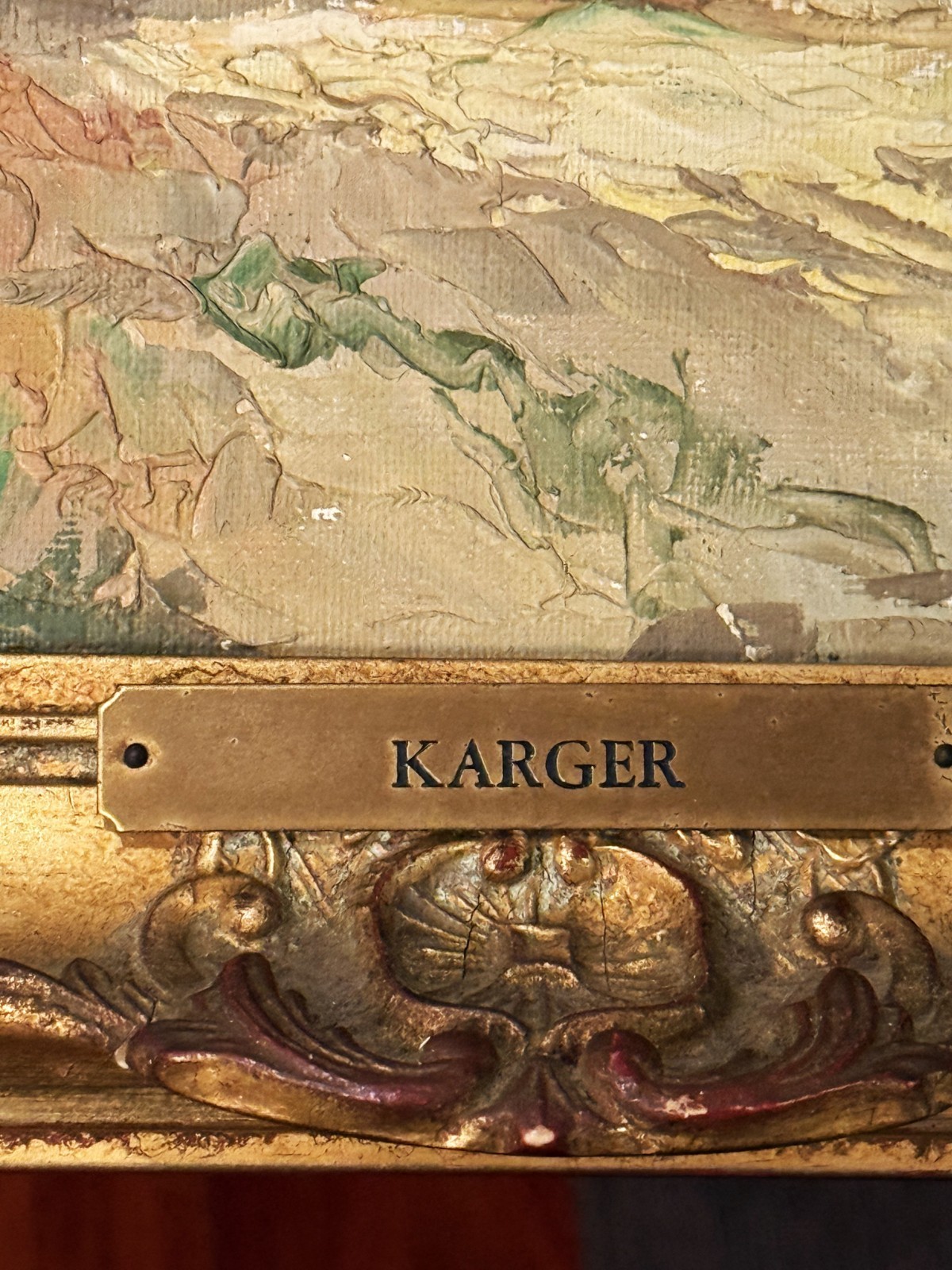 Ernst F. Karger (Austria), VTG E. 20th C Textured O/C Autumnal Landscape, Signed