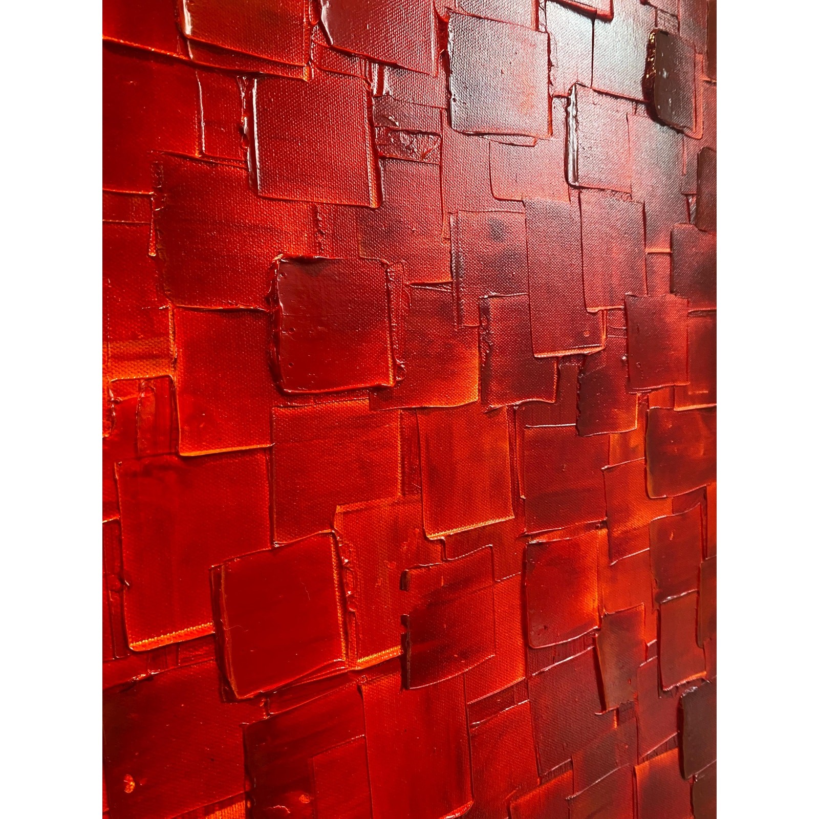 ORIGINAL Large Red Abstract painting, Squares, Geometric Textured Fine Art 48×24