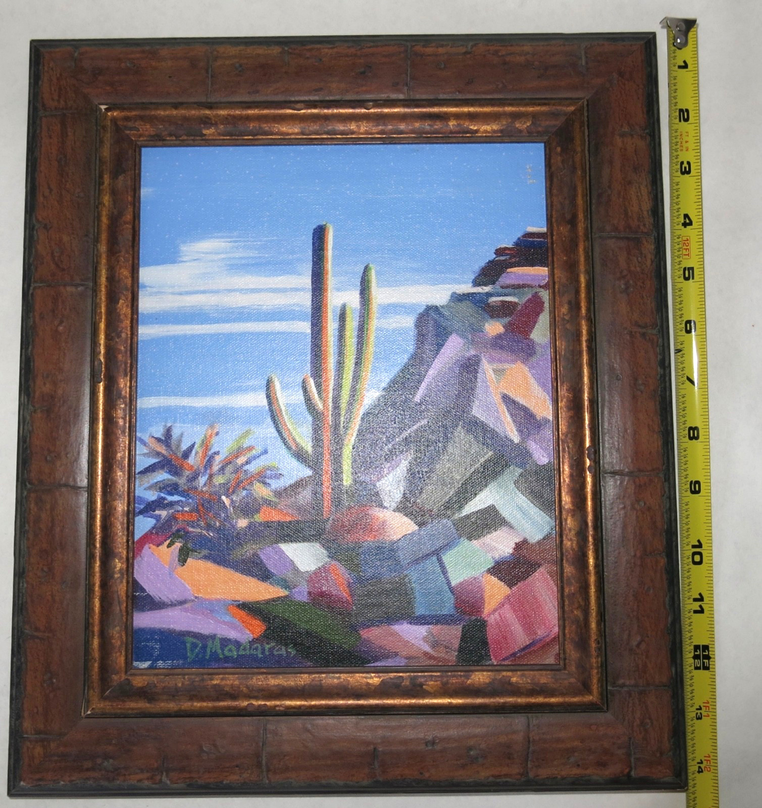 DIANA MADARAS CACTUS MOUNTAIN PAINTING GICLEE 12 X 14 FRAMED ARTIST CANVAS