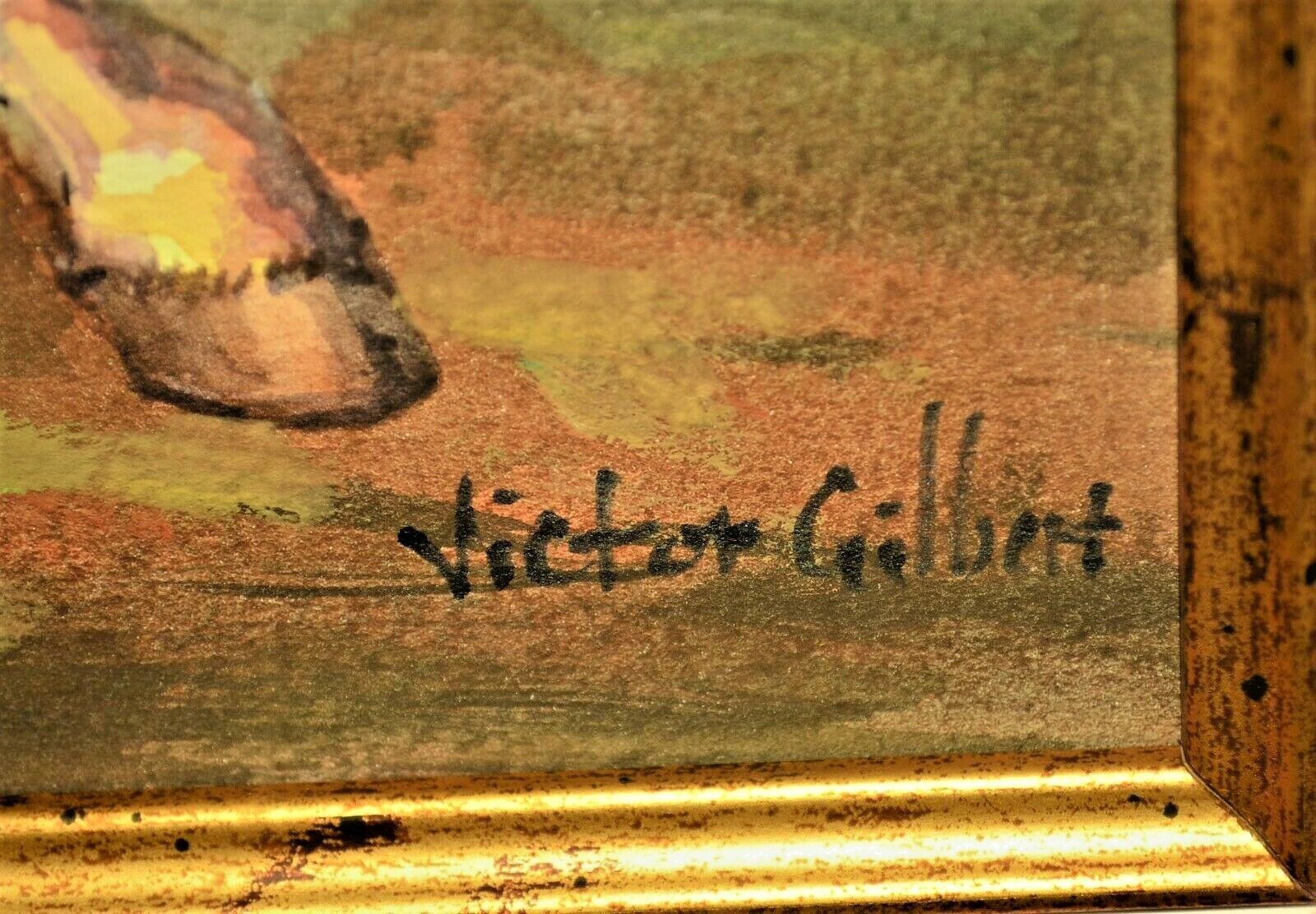 VICTOR GILBERT Original Signed Napoleon Portrait Landscape Watercolor Painting