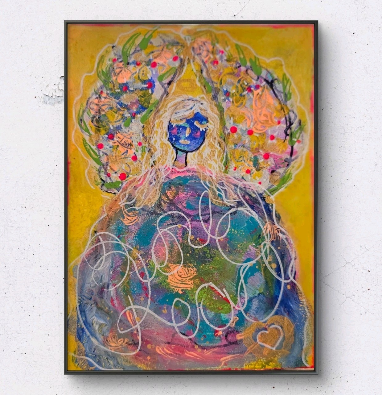 Original Abstract World Peace Angel Painting Soulful Series Whimsical Spiritual