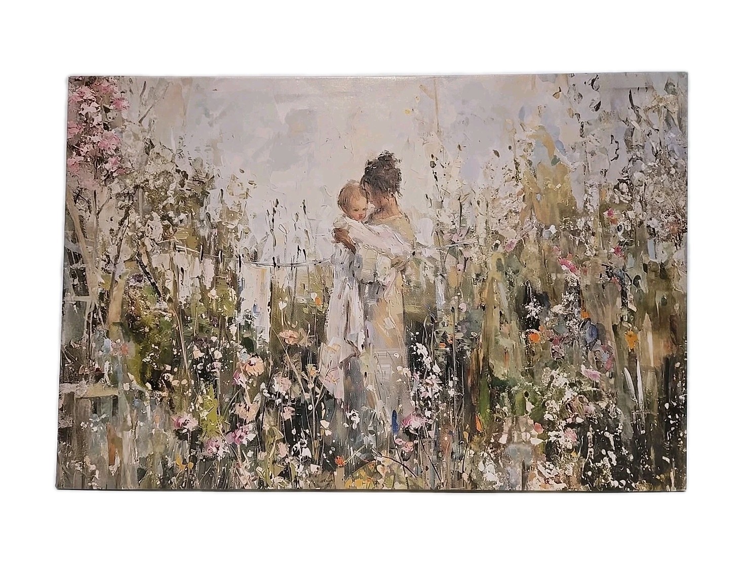 Vintage Motherhood Wall Art Mother And Baby Canvas Painting 24x36inch