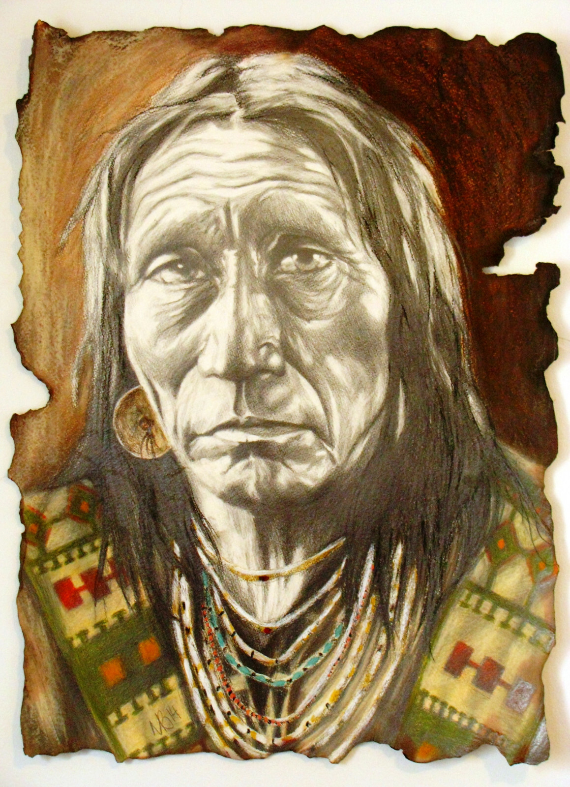 Custom Charcoal, Pastel, & Pencil Navajo Medicine Man 18X24 Portrait