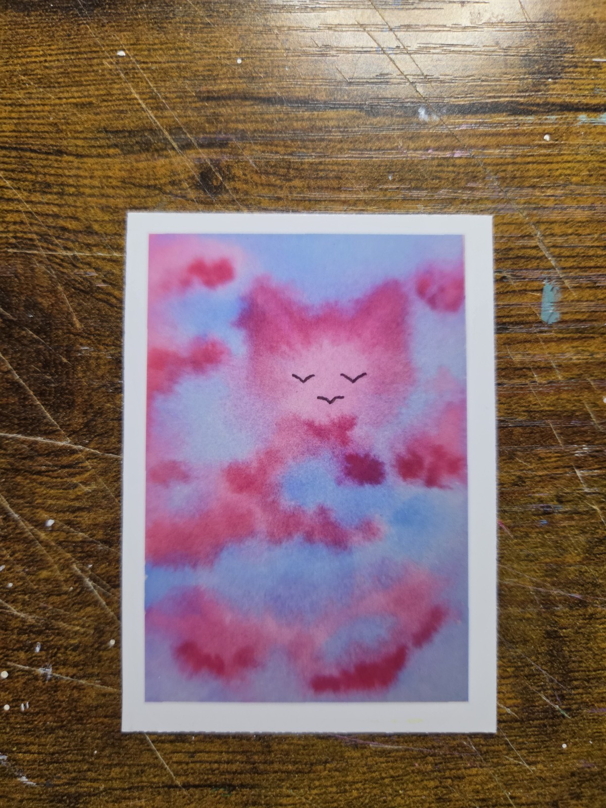 ACEO *Art Print Of an Original Watercolor Cat in the Clouds