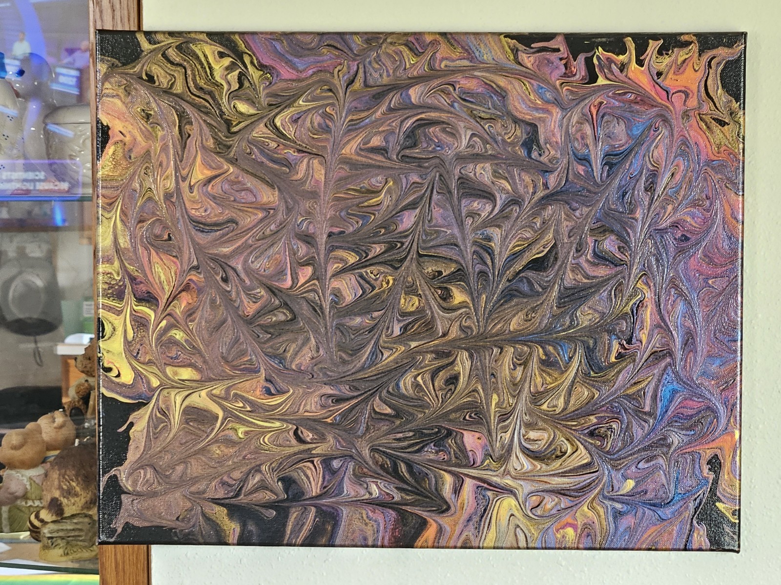 «Cosmic Veins ” 16×20 Gold Blue Purple Black Red OOAK abstract Painting.