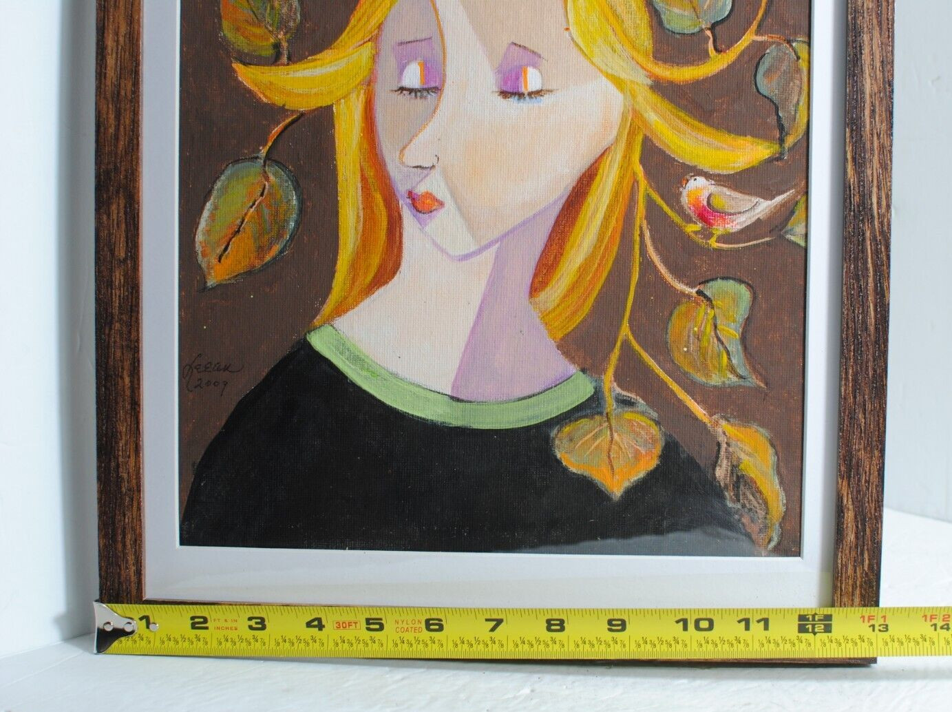 TWEETING THOUGHTS Picasso Cubism Acrylic by Artist Leean Swanson 13 x 17 in»