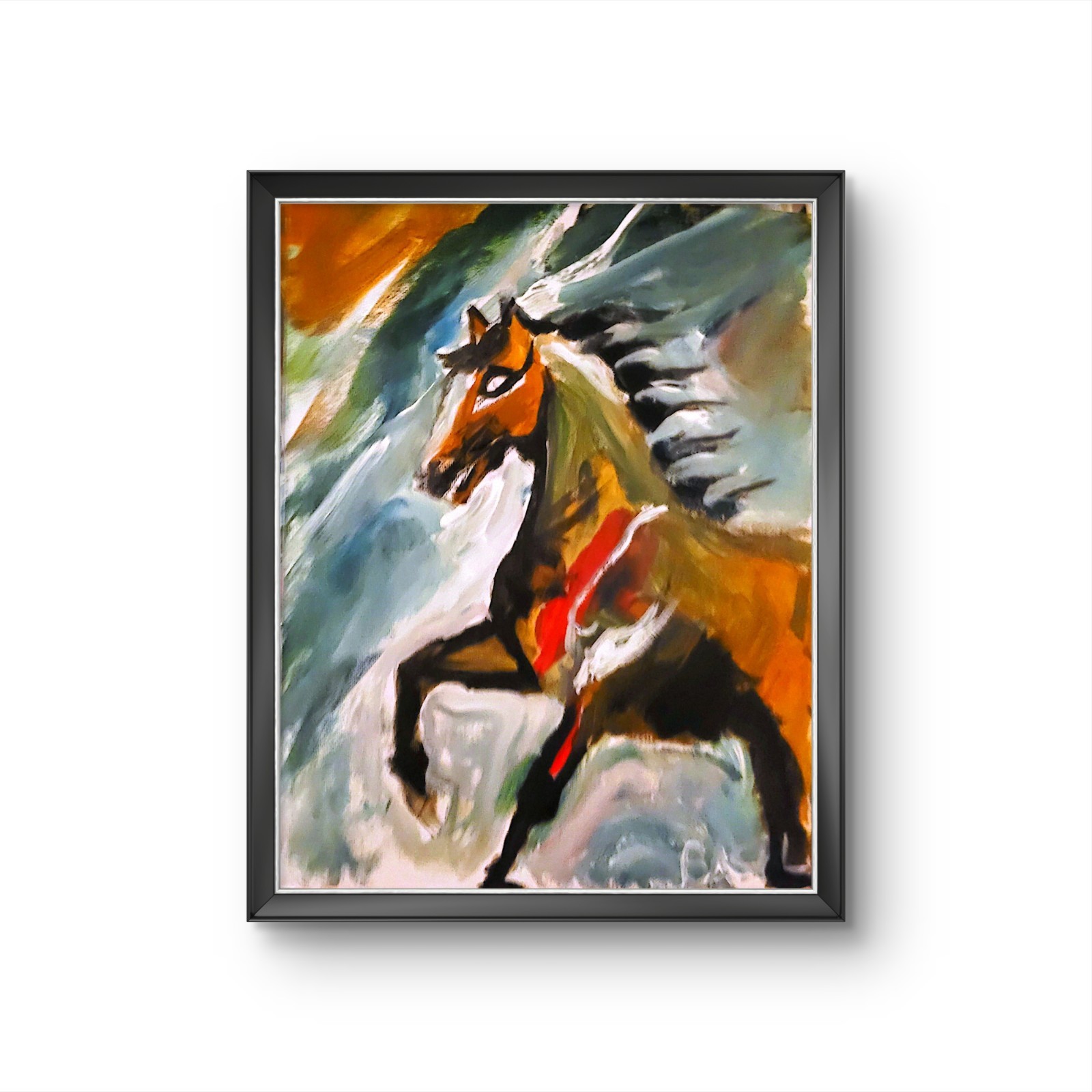 Horse Unique Abstract Expressionism Wall Art Canvas Board 11×14