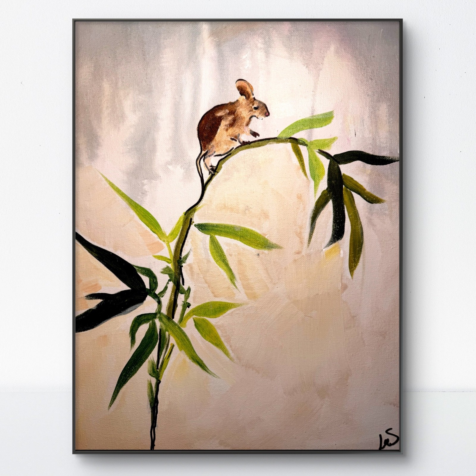 Original Abstract Expressionism 12×16 Mouse Handmade Signed Cute Fine Art 17