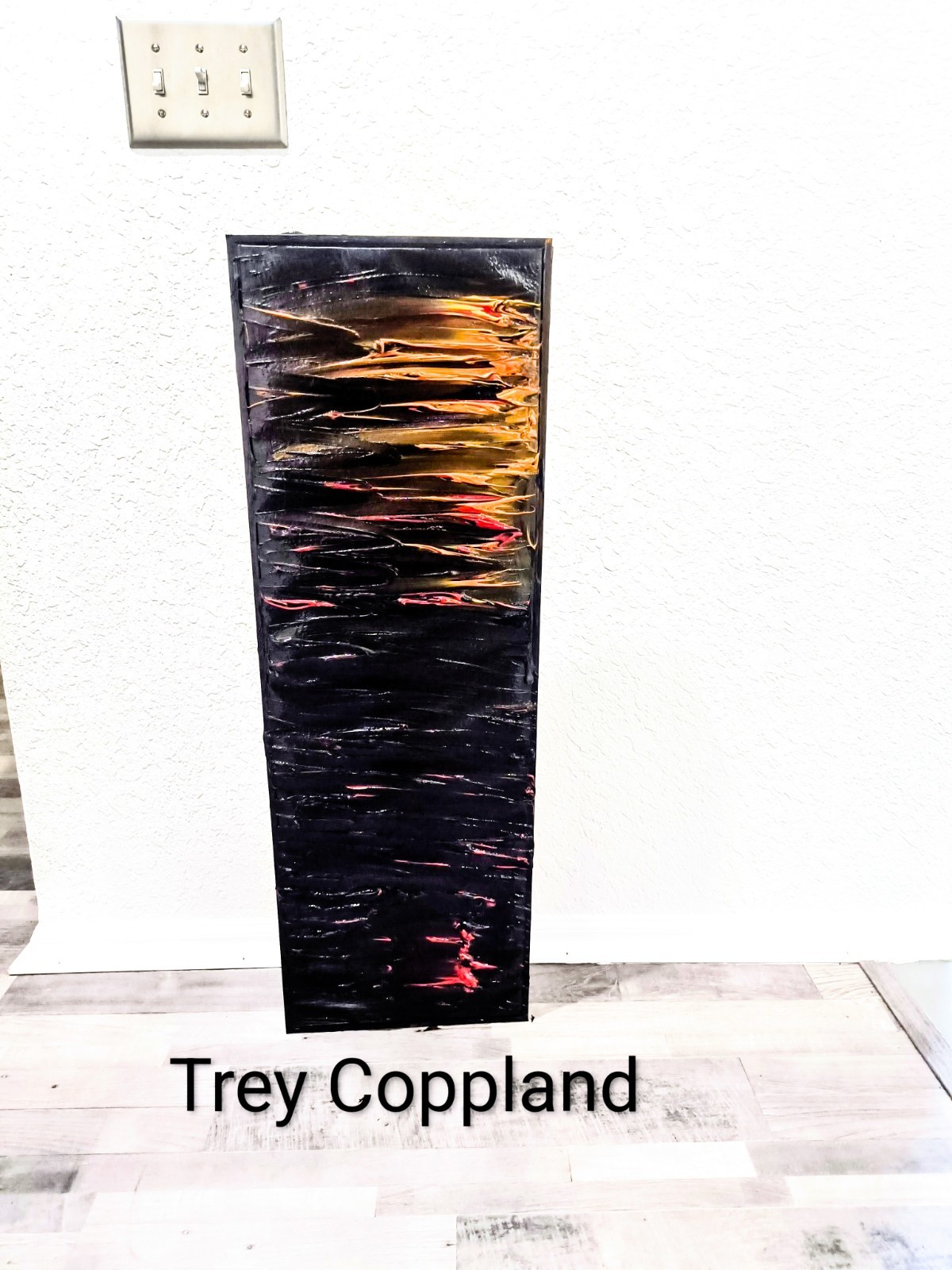 Fire Island , Trey Coppland Abstract on Canvas Black Framed 12+36 inches!
