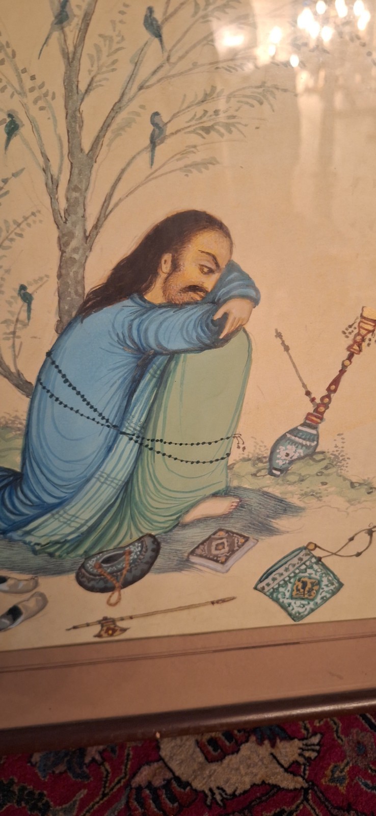1940’s Water Color Painting Middle Eastern Omar Khayam Darvish Theme
