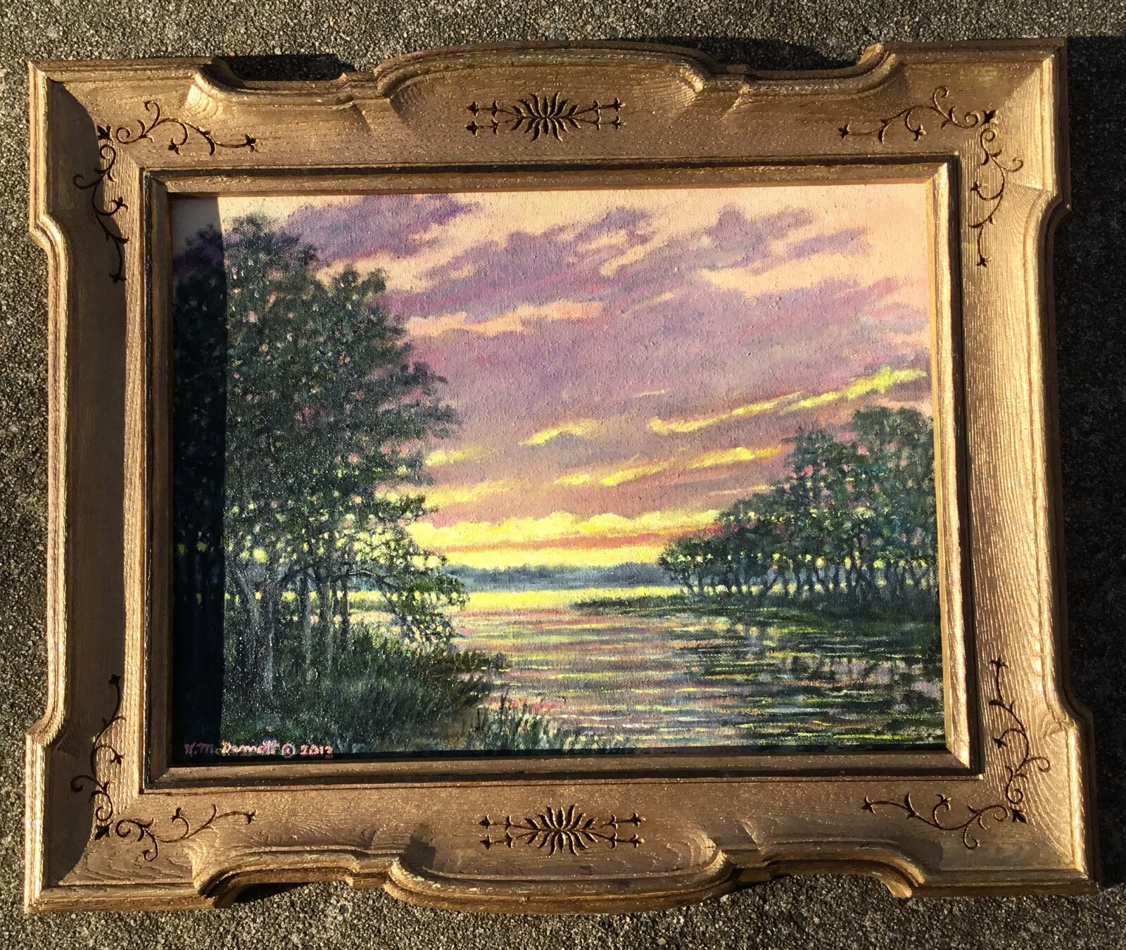 MARSH SKETCH 7 – original 16X20 framed oil painting on canvas by K. McDermott