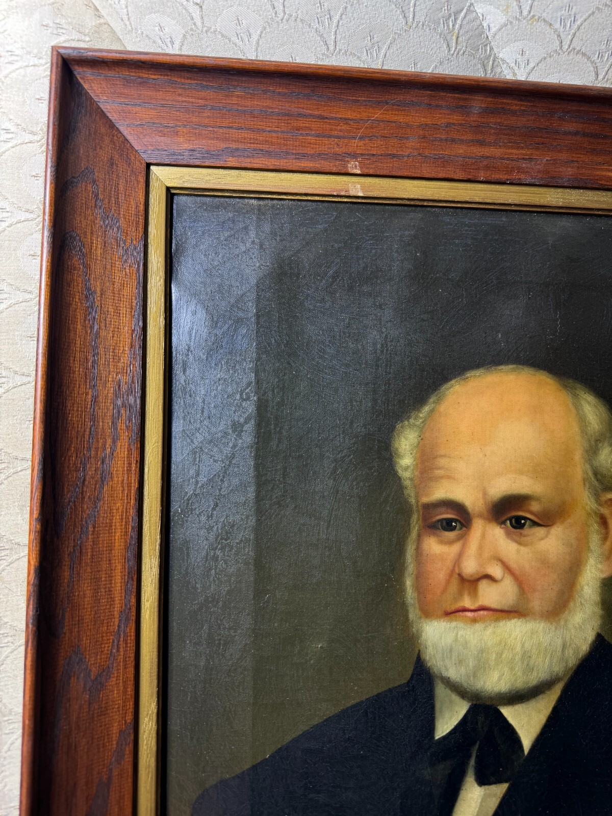 Superb American School «Formal Adult Male Portrait» Oil Painting – Framed