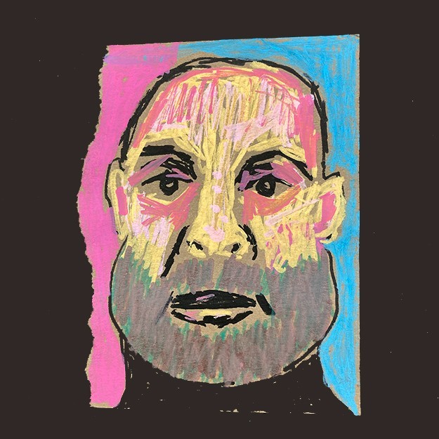 Portrait Painting Man Bezzie Colorful Manly Beard Painterly Naive Outsider Art