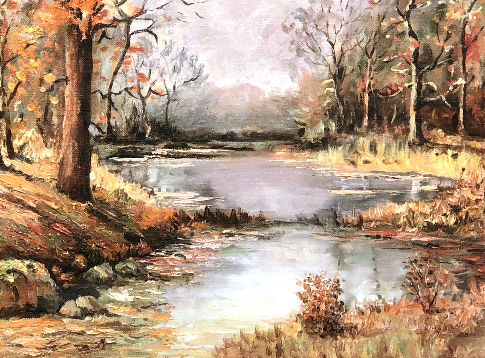 Original Oil painting INSPIRED by Robert Woods October Morn beautiful! framed