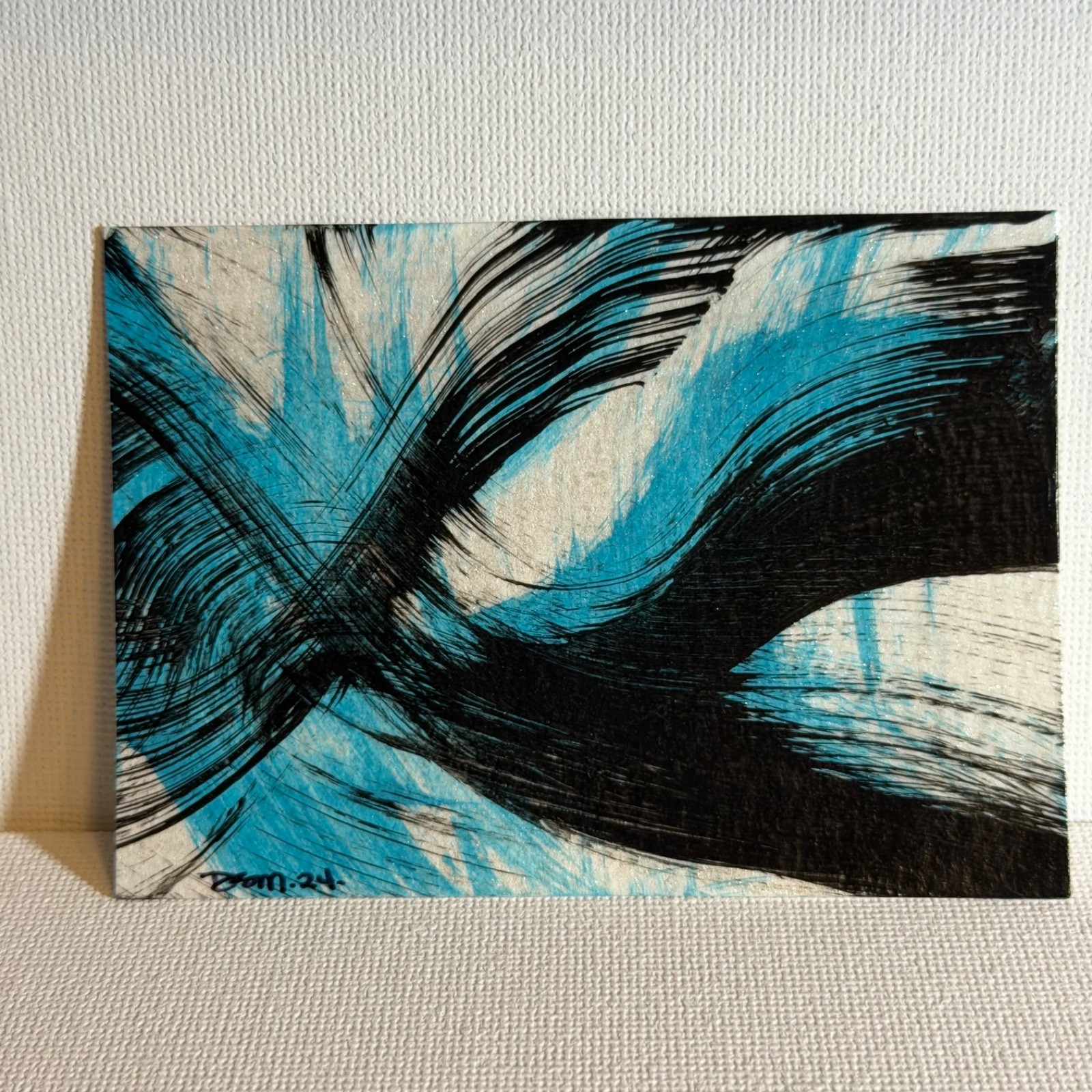 1 ACEO 2.5 x 3.5 Acrylic Abstract Paintings On Watercolor Paper