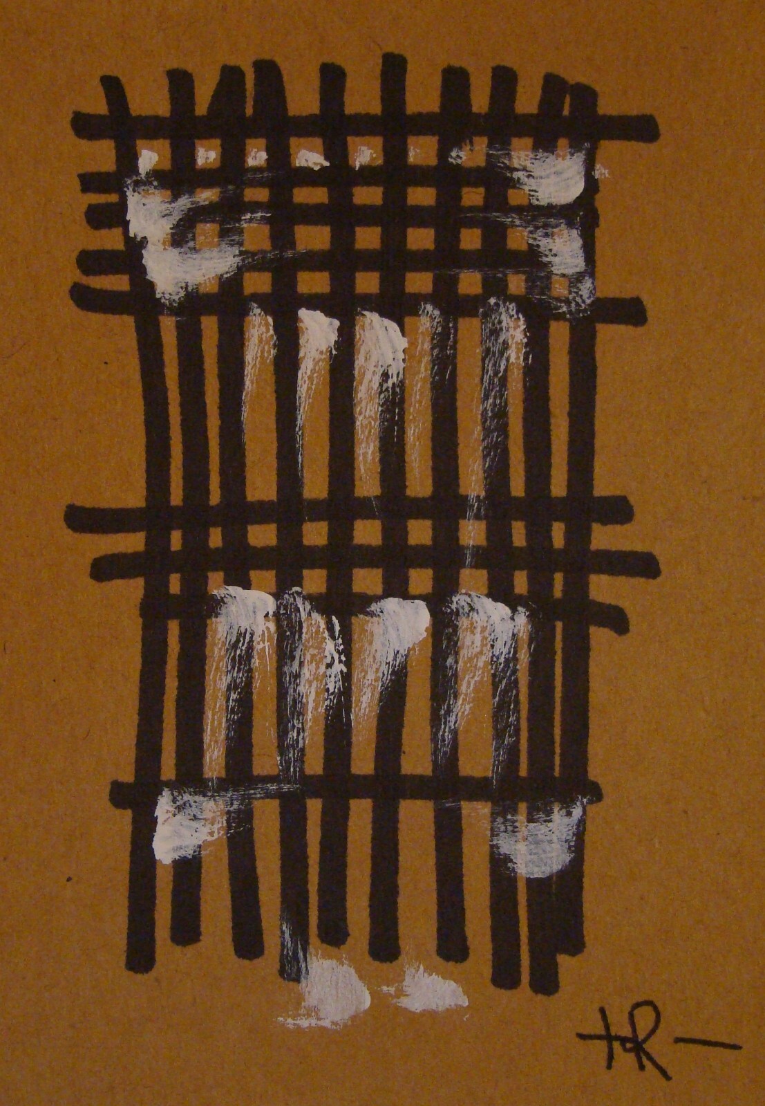 Acrylic and Art Marker Abstract Painting ACEO ATC 2.5 x 3.5 inches