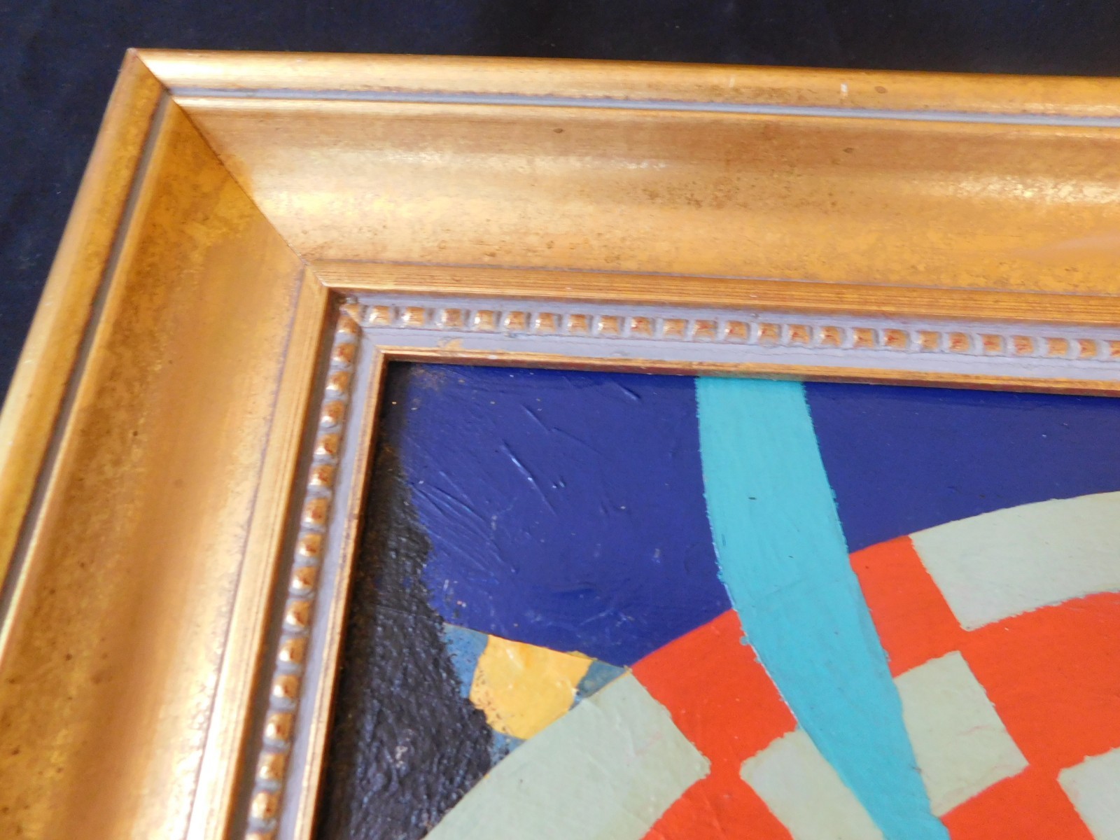 1962 Cubist Abstract Geometric Expressionist oil Painting by ROSS 28 x 20 Framed