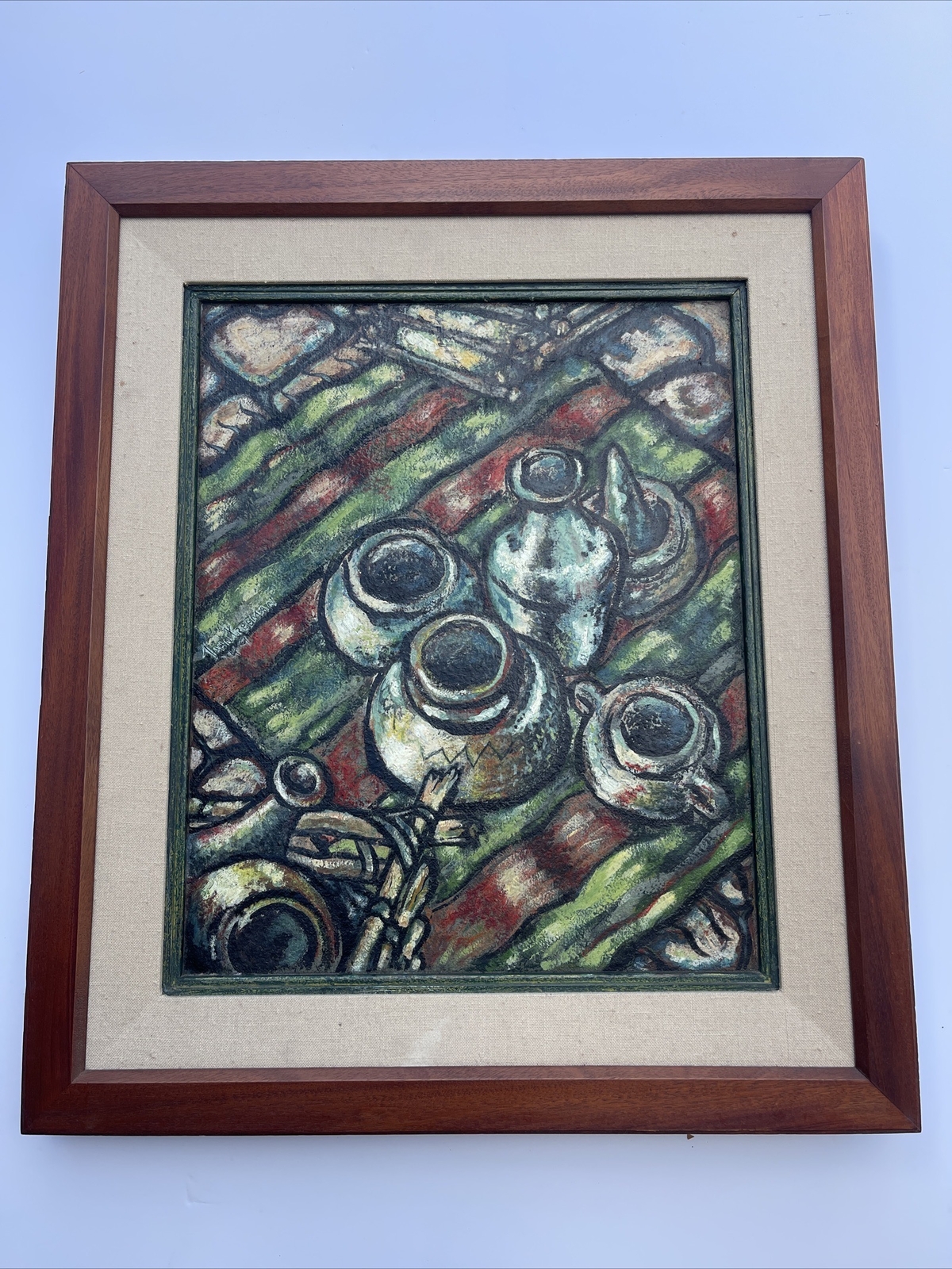 John Freeman Painting 1940’s Antique Mid Century Modern Still Life Expressionism