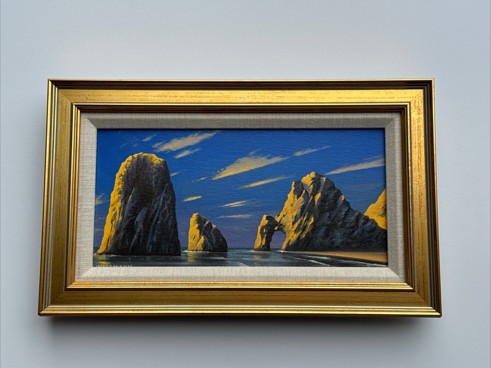 CLIFF WASSMAN PAINTING COASTAL BEACH ROCKS LISTED FAMOUS CALIFORNIA ARTIST SMALL