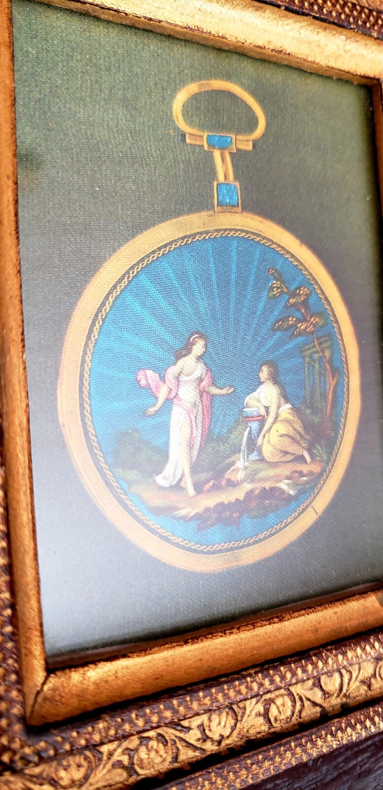 Vintage Italian Framed Painting On Silk 4×5 Made In FLORENCE Fast Shipping