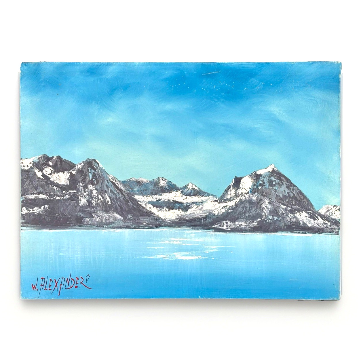 William Alexander Oil Landscape, PBS TV Painting Bob Ross Teacher Mountains Blue