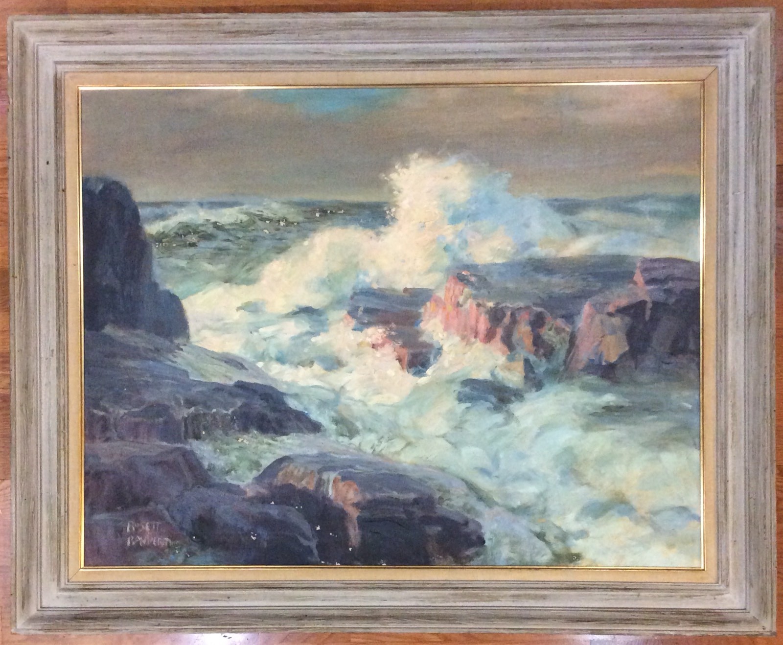 Rosetta Bohnert Art Ocean Rock Beach Waves Sky Still Life b1885 d1980 Hudson NY