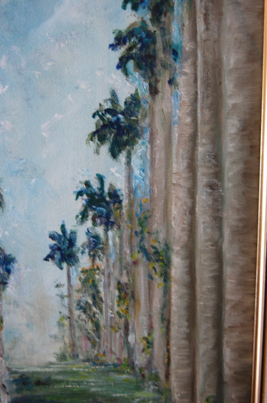 FRAMED ORIGINAL OIL GUARDARRAYA DE PALMA REALES CUBAN COUNTRY ARTIST HECTO VIDAL