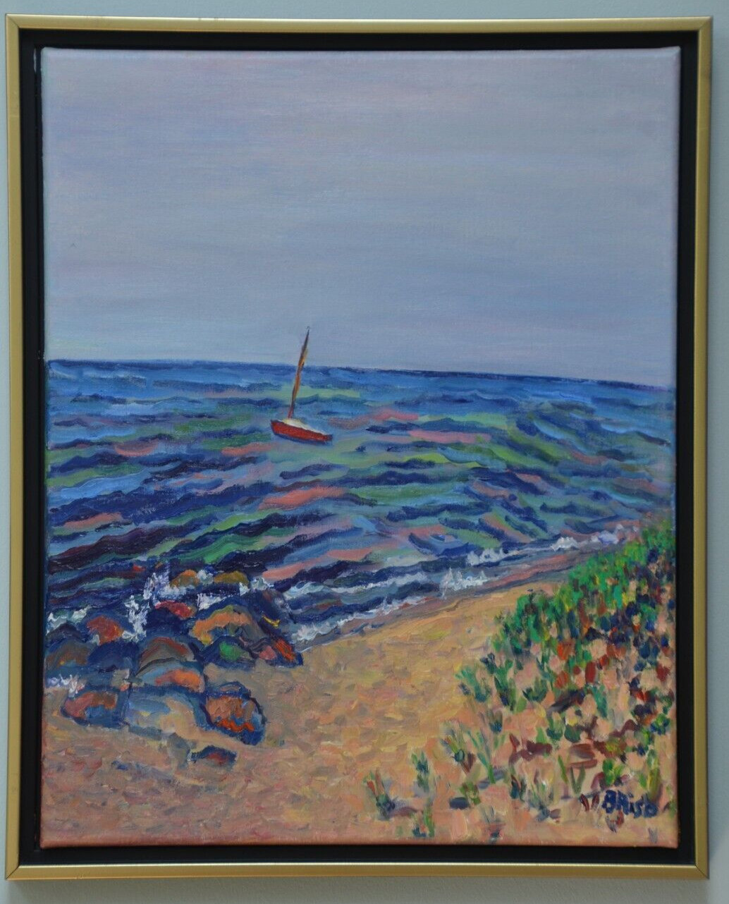 Beth Riso Original Fine Art Oil Painting – High Tide at Linnell Landing Cape Cod