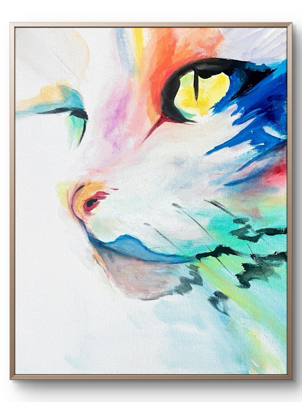 TITA PAINTZ Cat Bold Colors Handmade Original Wall Art 11×14