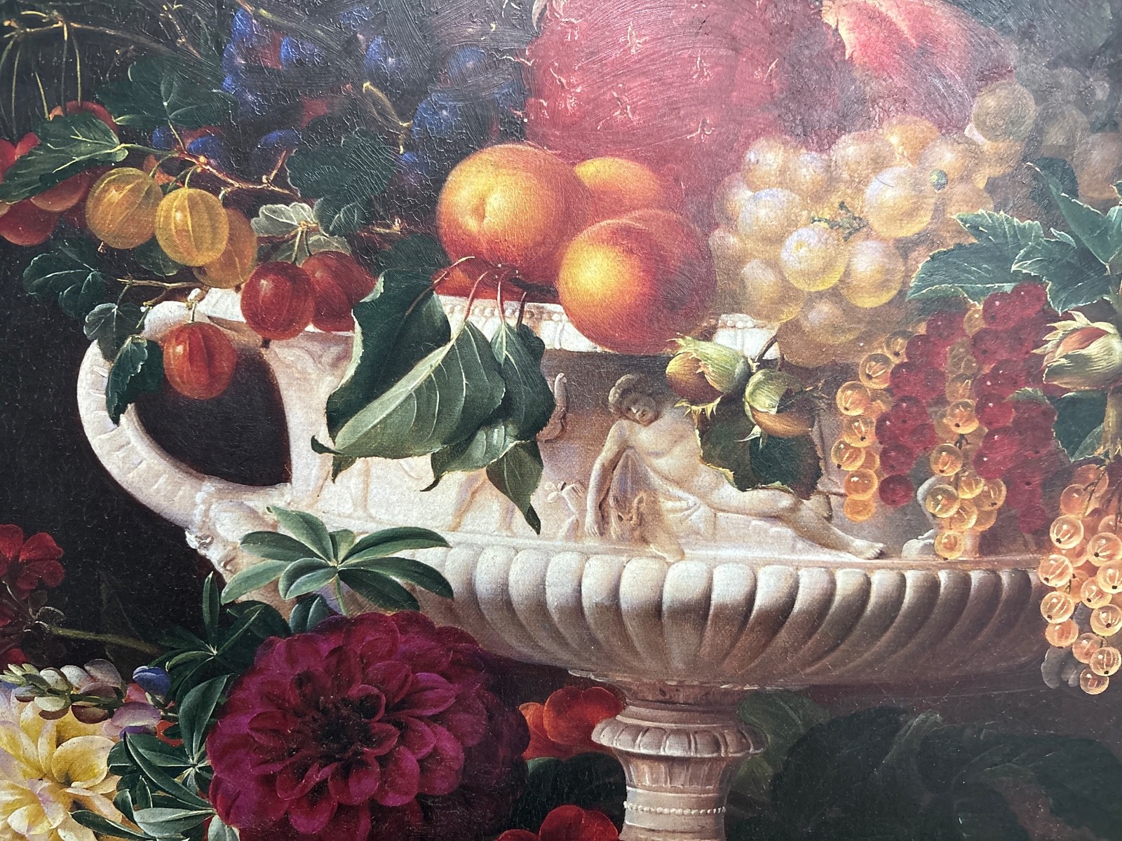 signed by L. Lenska large print transfer on canvas oil painting framed picture