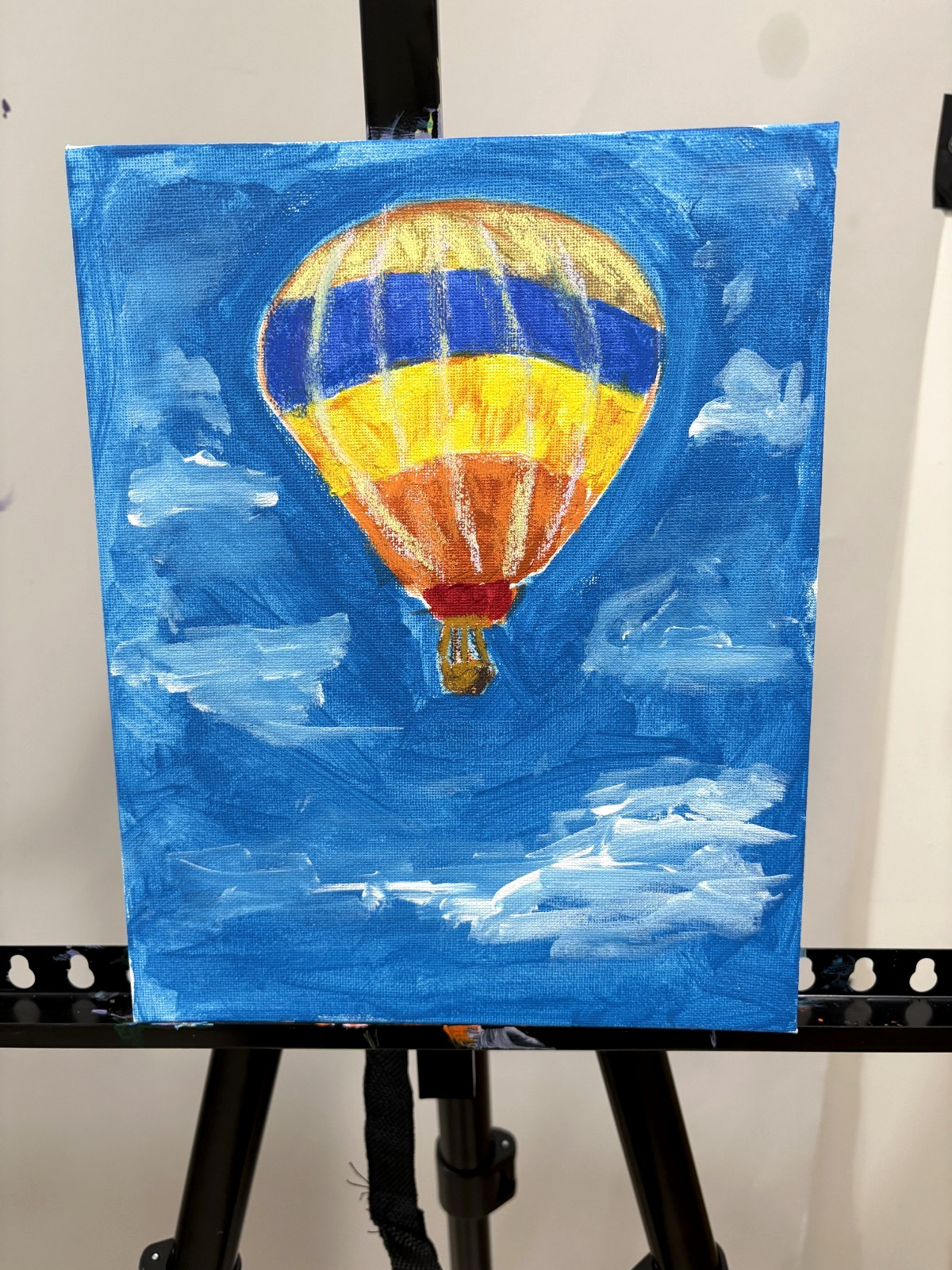 ORIGINAL Art Hot Air Balloon 8×10 Canvas Abstract Colorful Kids Wall Art