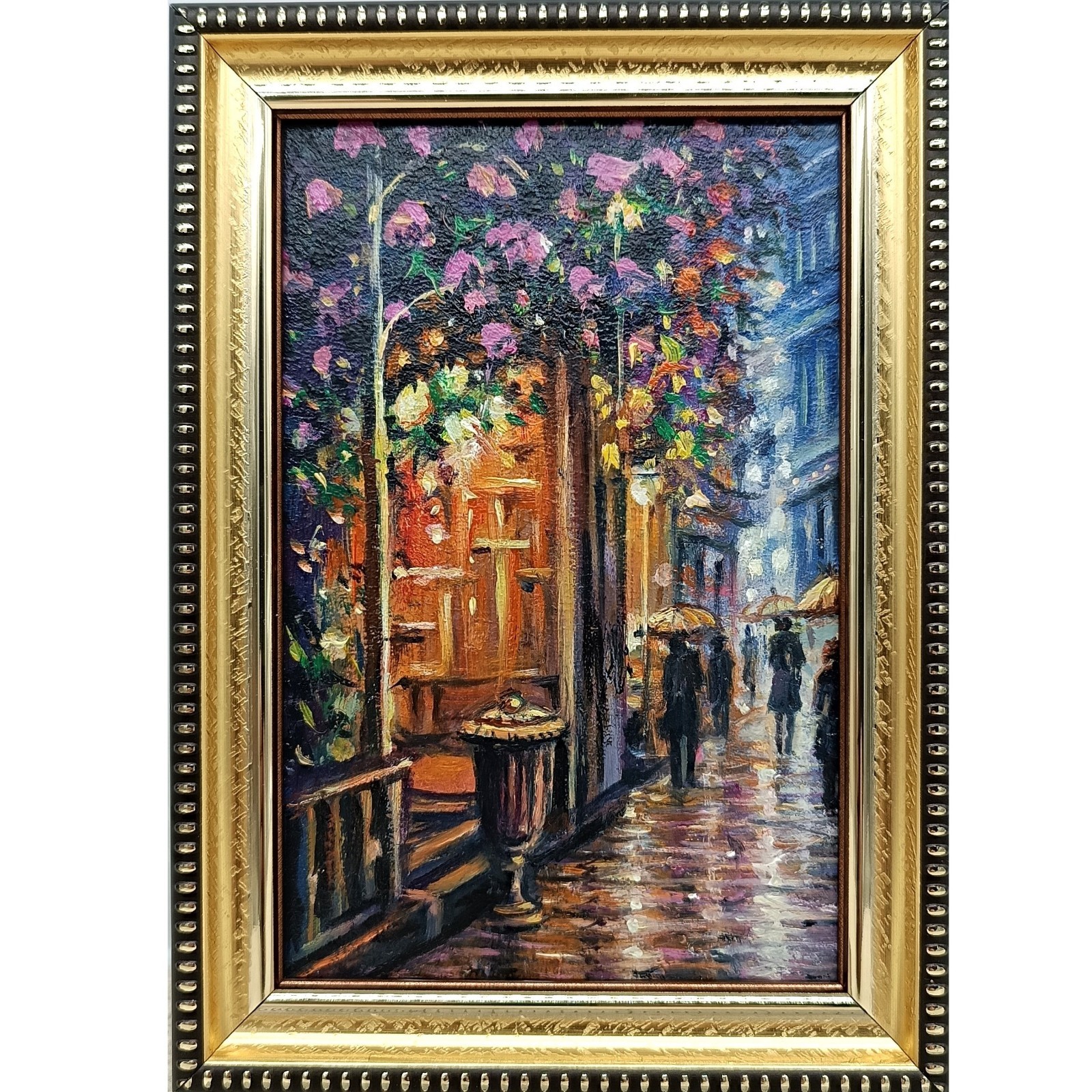 Autumn City Original Oil Painting 6×4 Framed Signed Fall Street Landscape Art