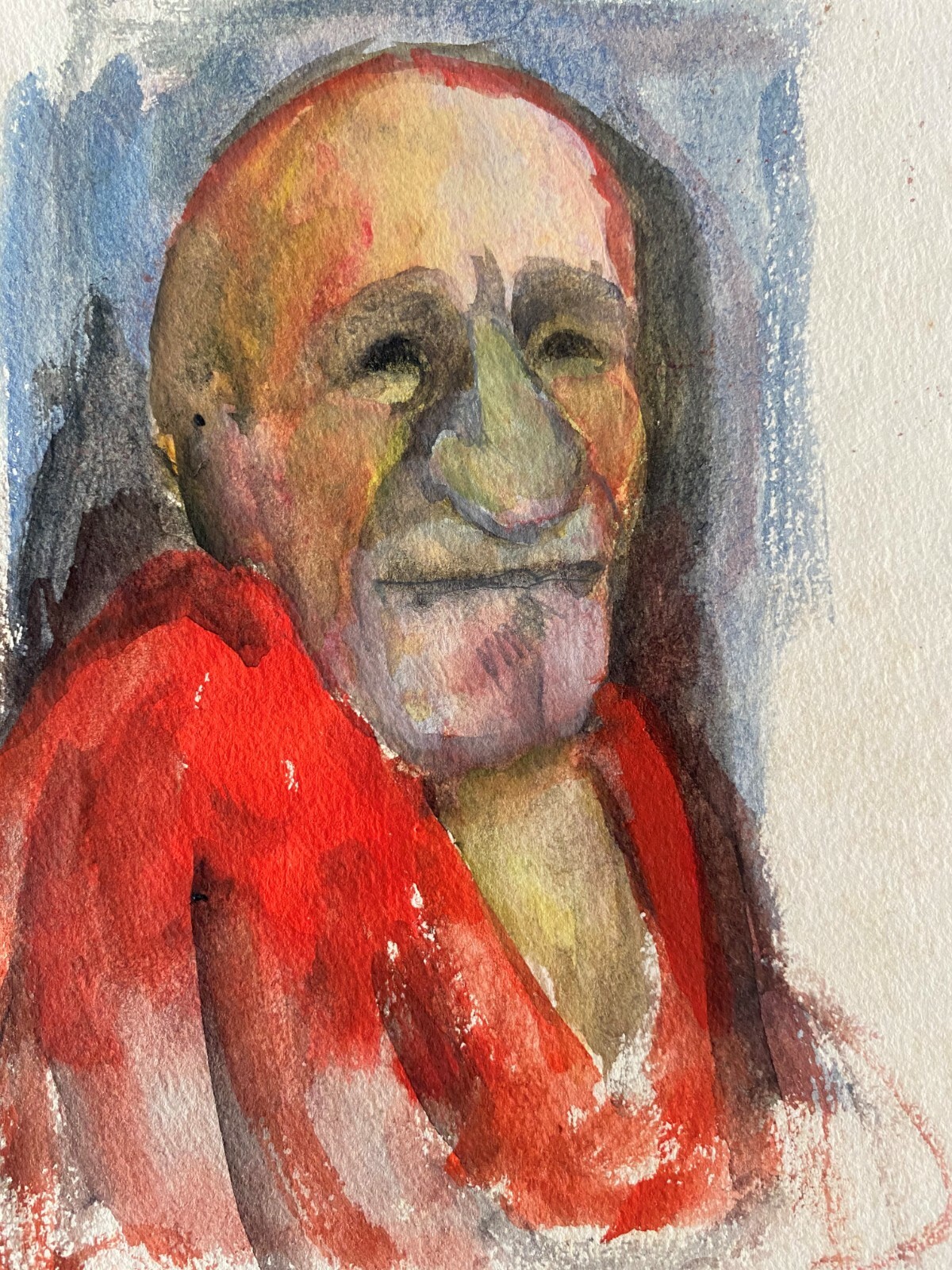 Juan David. Self-Caricature, ca 1978. Mixed media on cardboard. Original art.