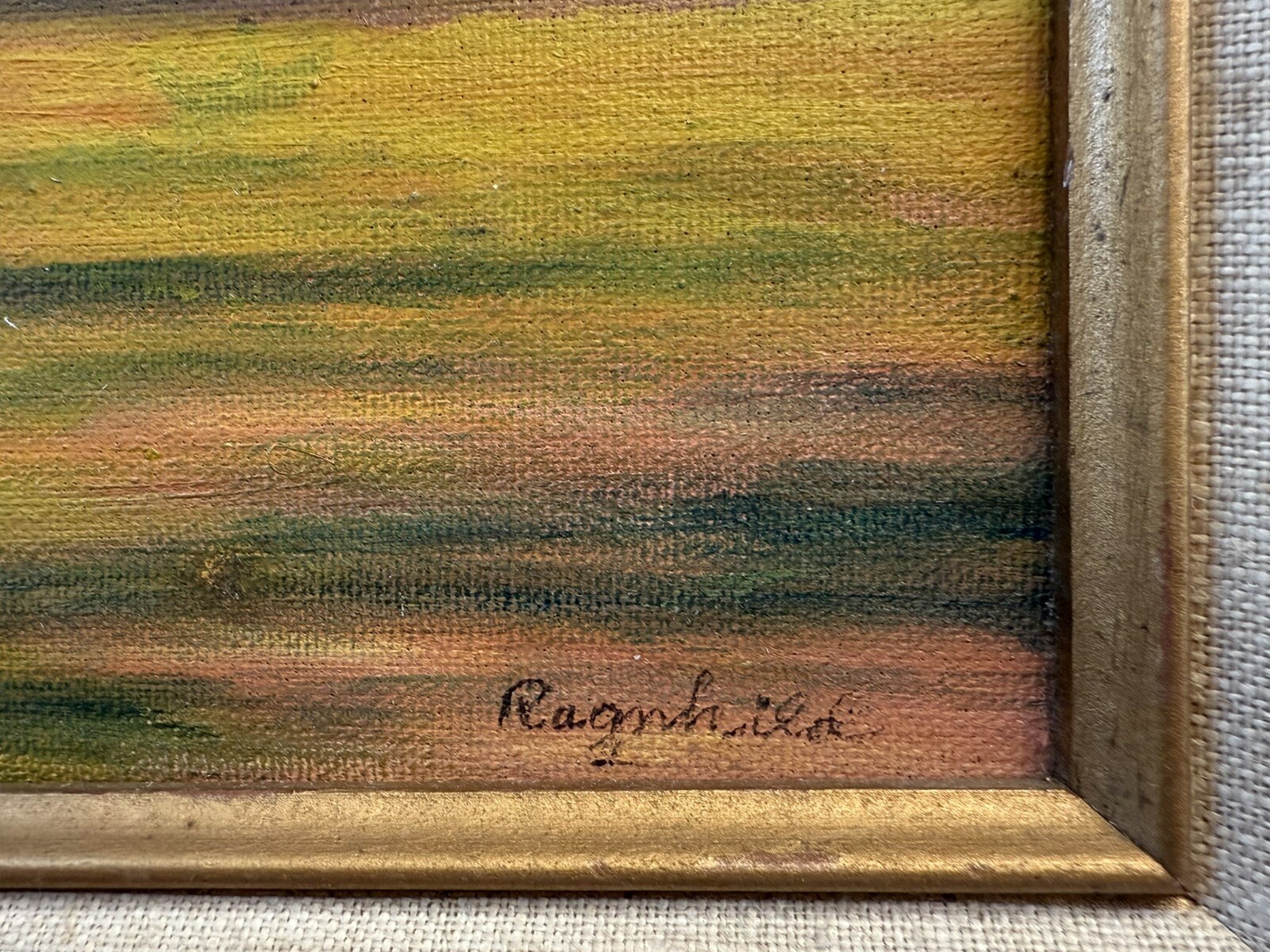 Vintage Original Oil On Canvas Serene Sunset Seascape Signed Ragnhild