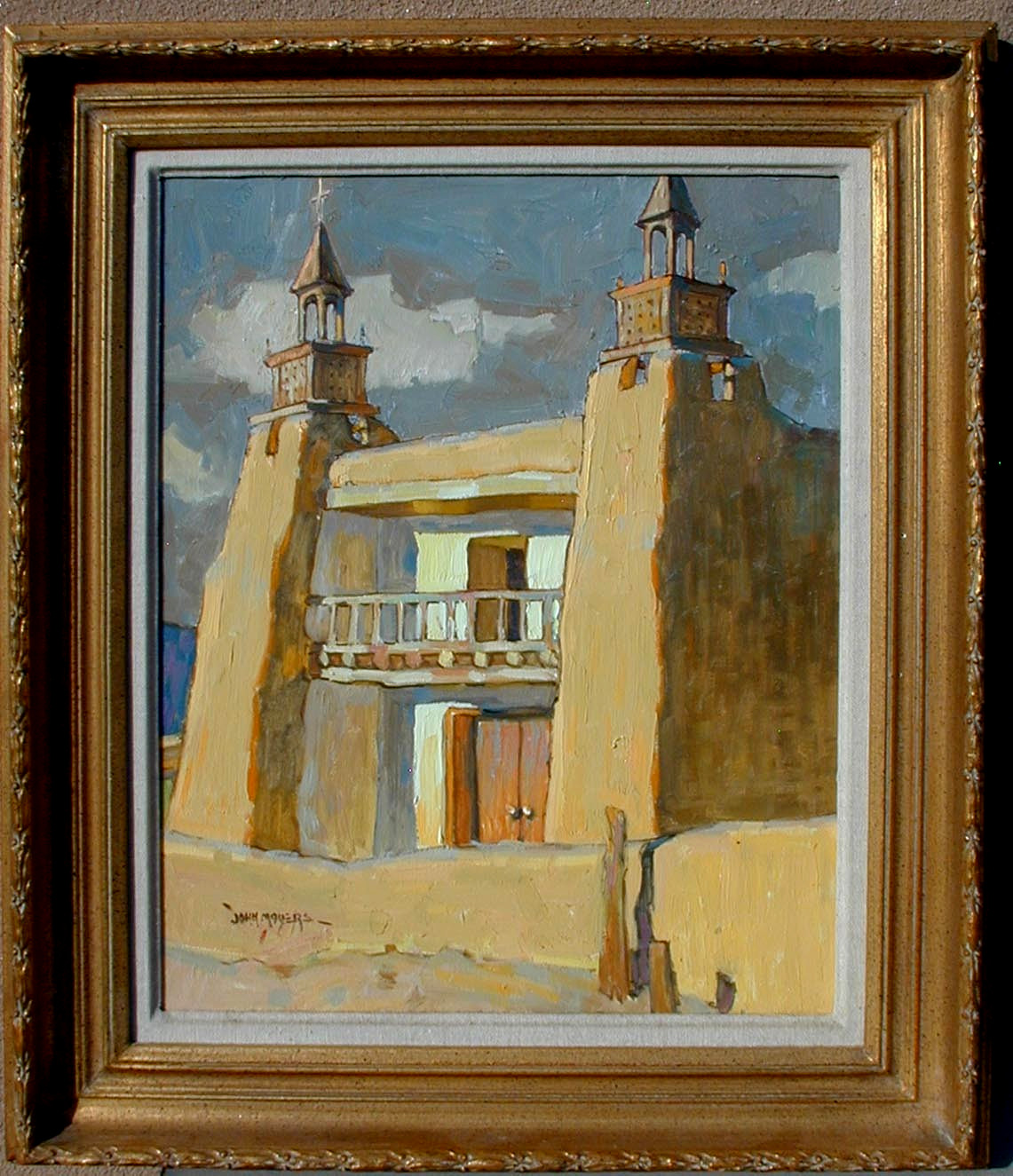 New Mexico Oil Painting JOHN MOYERS ‘Las Trampas Church’, 20″ x 16″