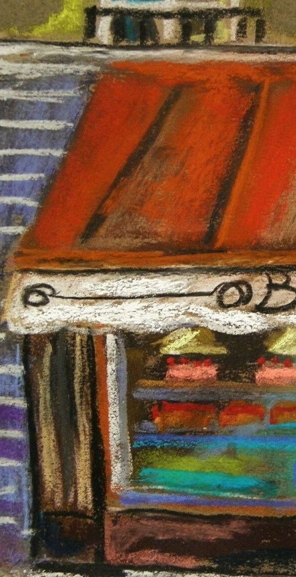 Original Bakery Sketch Food Cakes Pies Pastels Impressionism